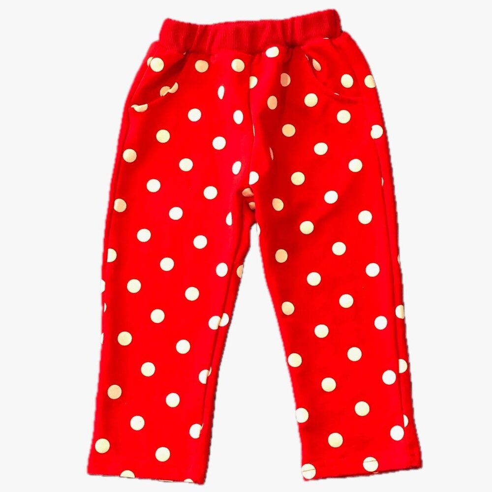 Unbranded Baby Girl Red Pants White Polka Dot Pull On Size 90 (9-12M)